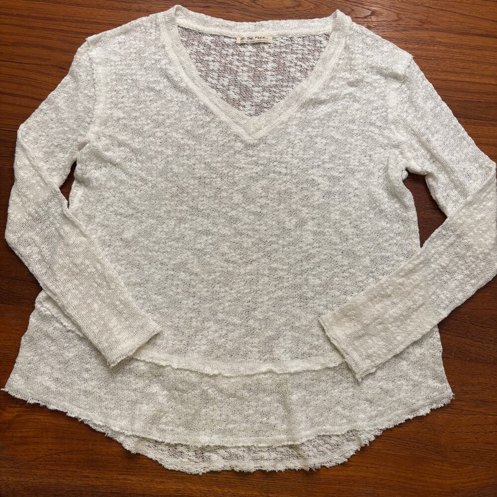 We The Free, Free People women's white loose knit long sleeve top size small